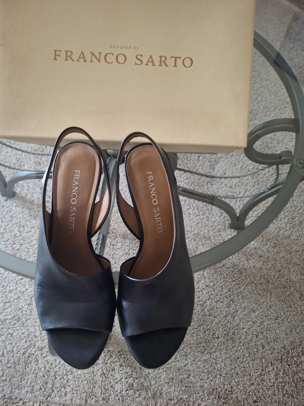 Franco Sarto Black Leather Slingback Sandals